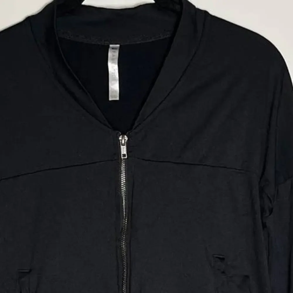 Fabletics Cropped Zip Up Attis Bomber Jacket Women's Size XS black